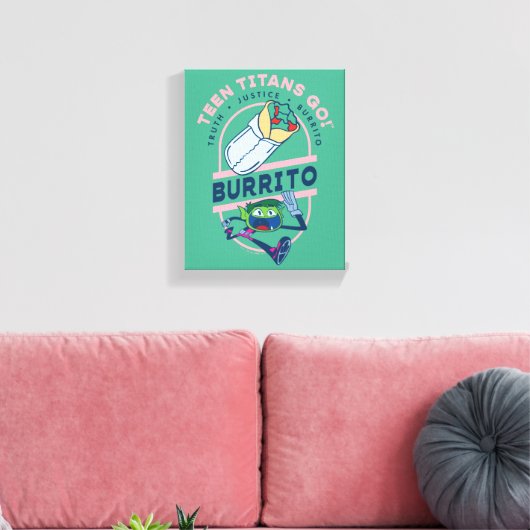 Tien Titans gaan! Beast Boy "Truth Justice Burrito Canvas Afdruk (Insitu (Woonkamer))