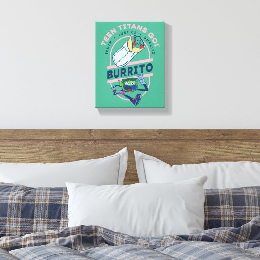 Tien Titans gaan! Beast Boy "Truth Justice Burrito Canvas Afdruk (Insitu (Slaapkamer))
