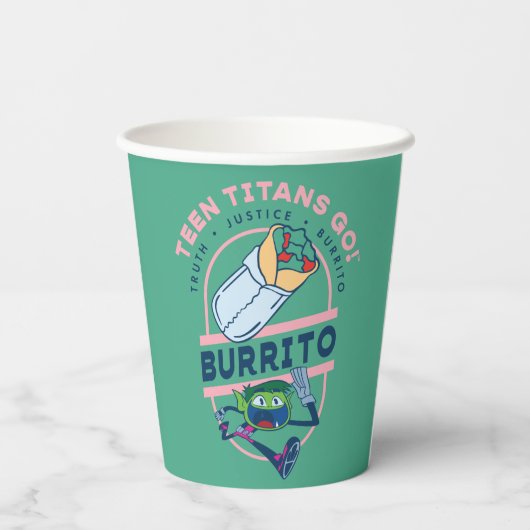 Tien Titans gaan! Beast Boy "Truth Justice Burrito Papieren Bekers (Achterkant)