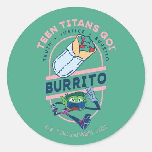Tien Titans gaan! Beast Boy "Truth Justice Burrito Ronde Sticker (Voorkant)