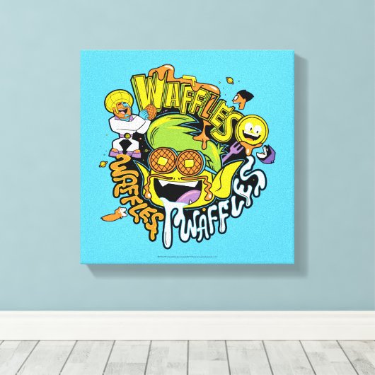 Tien Titans gaan! | Beast Boy Waffles Canvas Afdruk (Insitu (Houten vloer))