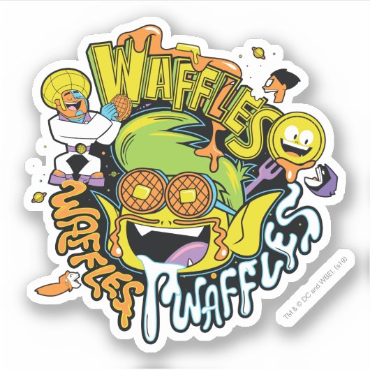 Tien Titans gaan! | Beast Boy Waffles Sticker (Voorkant)