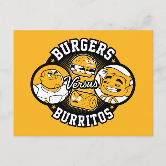 Tien Titans gaan! | Burgers Versus Burritos Briefkaart (Voorkant)