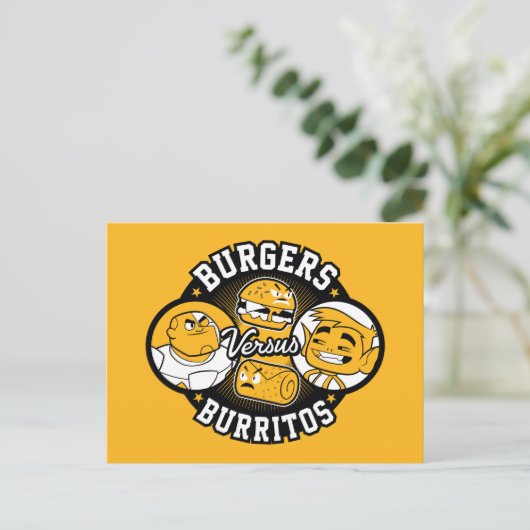 Tien Titans gaan! | Burgers Versus Burritos Briefkaart (Staand voorkant)