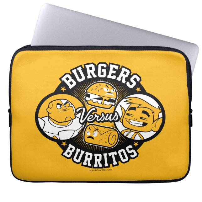 Tien Titans gaan! | Burgers Versus Burritos Laptop Sleeve (Voorkant)
