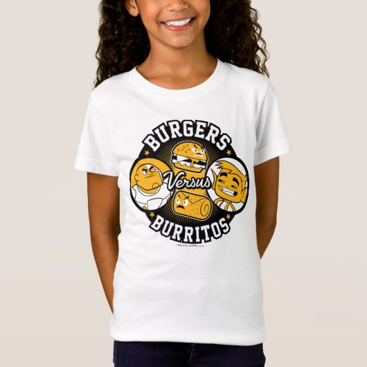 Tien Titans gaan! | Burgers Versus Burritos T-shirt (Voorkant)