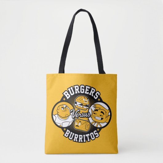 Tien Titans gaan! | Burgers Versus Burritos Tote Bag (Voorkant)