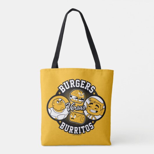 Tien Titans gaan! | Burgers Versus Burritos Tote Bag (Achterkant)