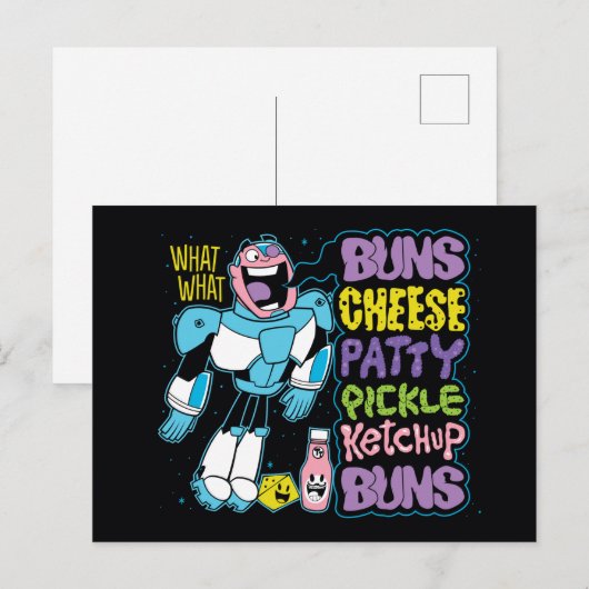 Tien Titans gaan! | Cyborg Burger Rap Briefkaart (Voorkant / Achterkant)