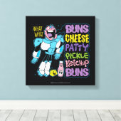 Tien Titans gaan! | Cyborg Burger Rap Canvas Afdruk (Insitu (Houten vloer))