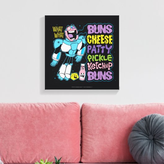 Tien Titans gaan! | Cyborg Burger Rap Canvas Afdruk (Insitu (Woonkamer))