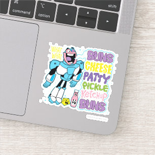 Tien Titans gaan!   Cyborg Burger Rap Sticker