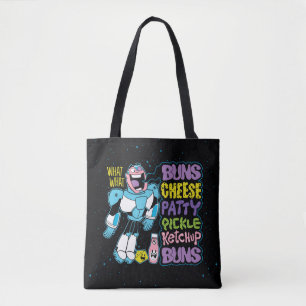 Tien Titans gaan! Cyborg Burger Rap Tote Bag