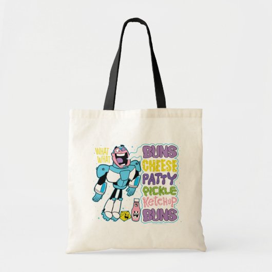Tien Titans gaan! | Cyborg Burger Rap Tote Bag (Voorkant)