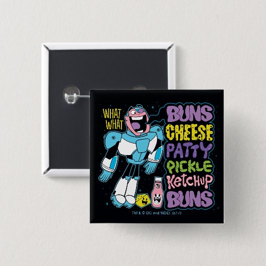 Tien Titans gaan! | Cyborg Burger Rap Vierkante Button 5,1 Cm (Voorkant /achterkant)