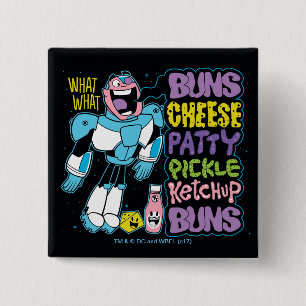 Tien Titans gaan!   Cyborg Burger Rap Vierkante Button 5,1 Cm
