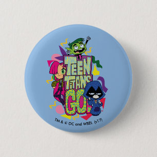 Tien Titans gaan! Dierlijke afdruk van "Girls Gi Ronde Button 5,7 Cm