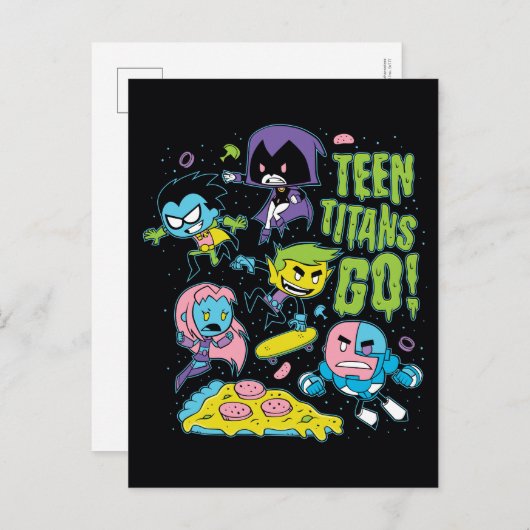 Tien Titans gaan! | Gnarly 90's Pizza Graphic Briefkaart (Voorkant / Achterkant)