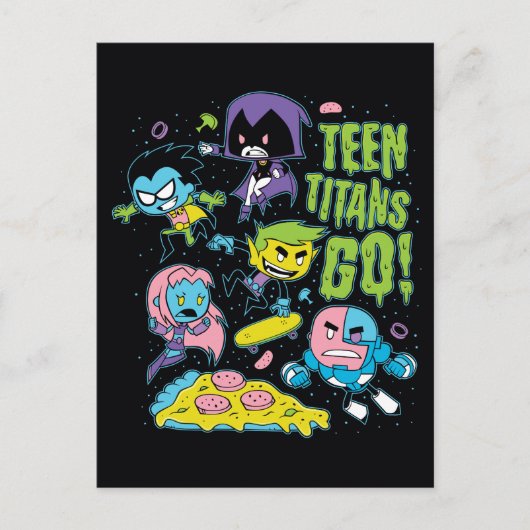 Tien Titans gaan! | Gnarly 90's Pizza Graphic Briefkaart (Voorkant)