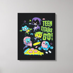 Tien Titans gaan! Gnarly 90's Pizza Graphic Canvas Afdruk
