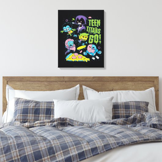 Tien Titans gaan! | Gnarly 90's Pizza Graphic Canvas Afdruk (Insitu (Slaapkamer))