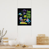 Tien Titans gaan! | Gnarly 90's Pizza Graphic Poster (Keuken)