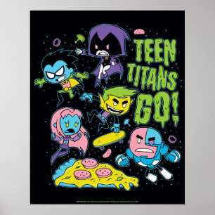 Tien Titans gaan!   Gnarly 90's Pizza Graphic Poster
