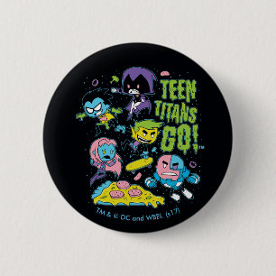Tien Titans gaan! Gnarly 90's Pizza Graphic Ronde Button 5,7 Cm