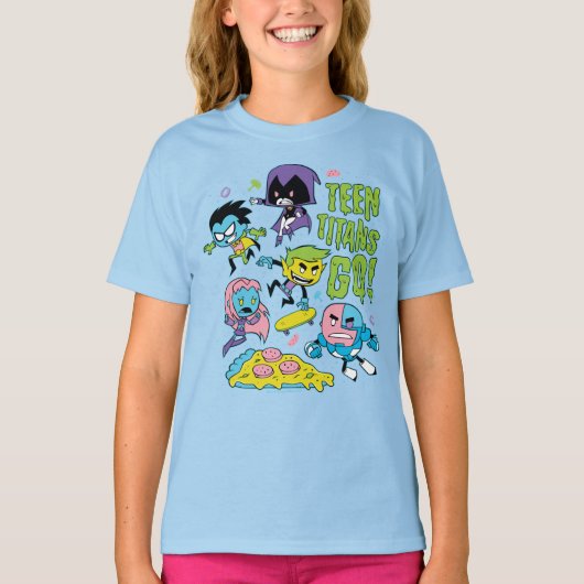 Tien Titans gaan! | Gnarly 90's Pizza Graphic T-shirt (Voorkant)