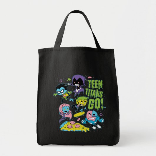 Tien Titans gaan! | Gnarly 90's Pizza Graphic Tote Bag (Voorkant)