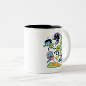 Tien Titans gaan! | Gnarly 90's Pizza Graphic Tweekleurige Koffiemok (Voorkant rechts)