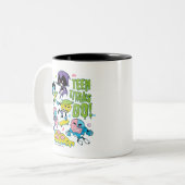 Tien Titans gaan! | Gnarly 90's Pizza Graphic Tweekleurige Koffiemok (Voorkant links)