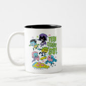 Tien Titans gaan! | Gnarly 90's Pizza Graphic Tweekleurige Koffiemok (Links)