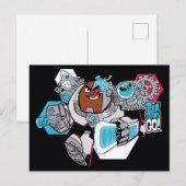 Tien Titans gaan! | Grafisch schilderij van Cyborg Briefkaart (Voorkant / Achterkant)