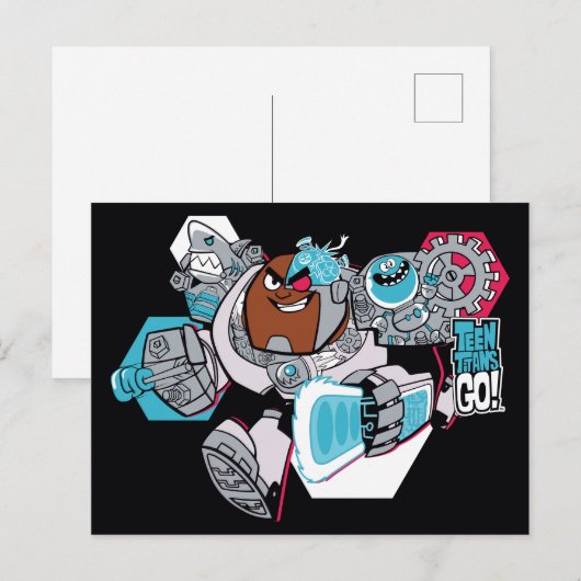 Tien Titans gaan! | Grafisch schilderij van Cyborg Briefkaart (Voorkant / Achterkant)