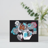 Tien Titans gaan! | Grafisch schilderij van Cyborg Briefkaart (Staand voorkant)