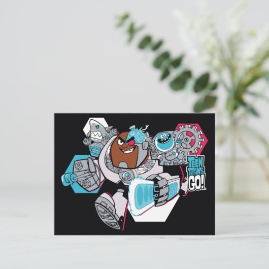 Tien Titans gaan! | Grafisch schilderij van Cyborg Briefkaart (Staand voorkant)
