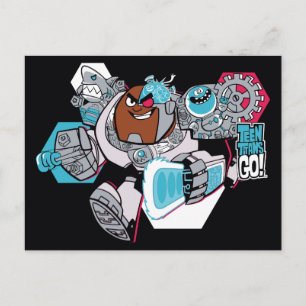 Tien Titans gaan!   Grafisch schilderij van Cyborg Briefkaart