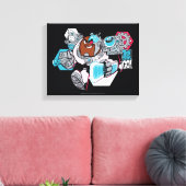 Tien Titans gaan! | Grafisch schilderij van Cyborg Canvas Afdruk (Insitu (Woonkamer))