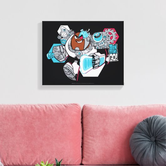 Tien Titans gaan! | Grafisch schilderij van Cyborg Canvas Afdruk (Insitu (Woonkamer))