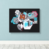 Tien Titans gaan! | Grafisch schilderij van Cyborg Canvas Afdruk (Insitu (Houten vloer))