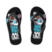 Tien Titans gaan! | Grafisch schilderij van Cyborg Kinder Teenslippers (Voetbed)