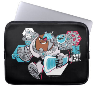 Tien Titans gaan!   Grafisch schilderij van Cyborg Laptop Sleeve