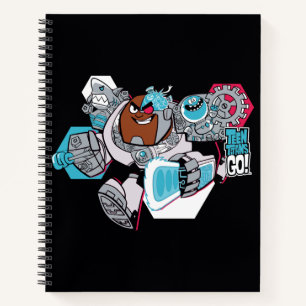 Tien Titans gaan! Grafisch schilderij van Cyborg Notitieboek
