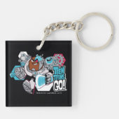 Tien Titans gaan! | Grafisch schilderij van Cyborg Sleutelhanger (Achterkant)