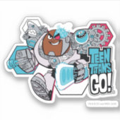Tien Titans gaan! | Grafisch schilderij van Cyborg Sticker (Voorkant)