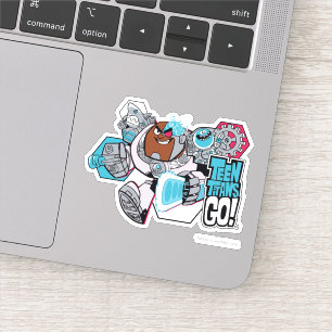 Tien Titans gaan!   Grafisch schilderij van Cyborg Sticker