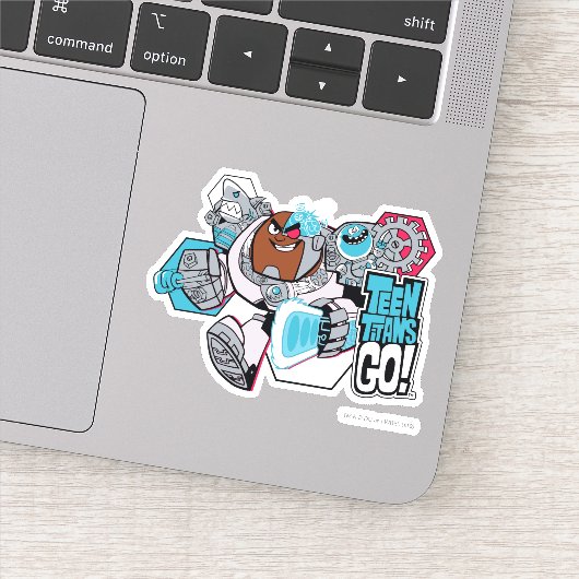 Tien Titans gaan! | Grafisch schilderij van Cyborg Sticker (Detail)