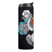 Tien Titans gaan! | Grafisch schilderij van Cyborg Thermosbeker (Gedraaid links)