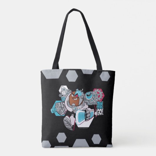Tien Titans gaan! | Grafisch schilderij van Cyborg Tote Bag (Achterkant)